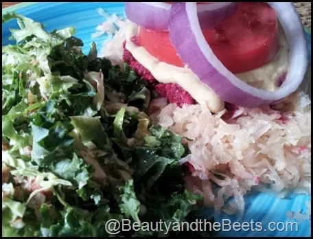 Kale Salad and Beet Burger