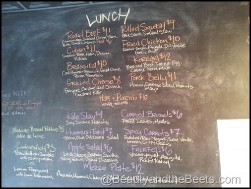 Lunch menu at Butcher and Bee