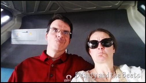 On the monorail Disney World Beauty and the Beets 