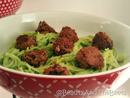 Avocado Pasta with Beanballs Beauty and the Beets
