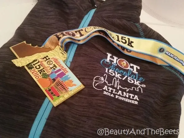 Hot Chocolate 15k Atlanta jacket and medal 2016 Beauty and the Beets