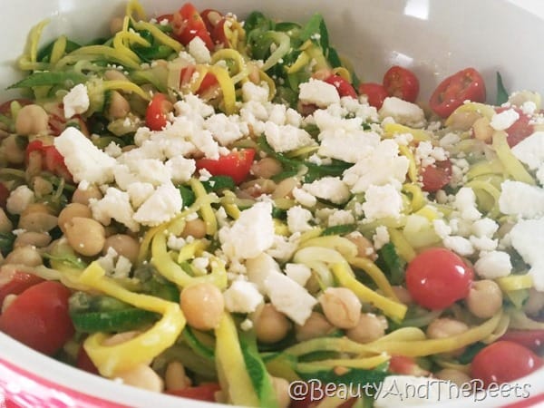 Mediterranean Zucchini Noodles with tomatoes and chickpeas Beauty and the Beets