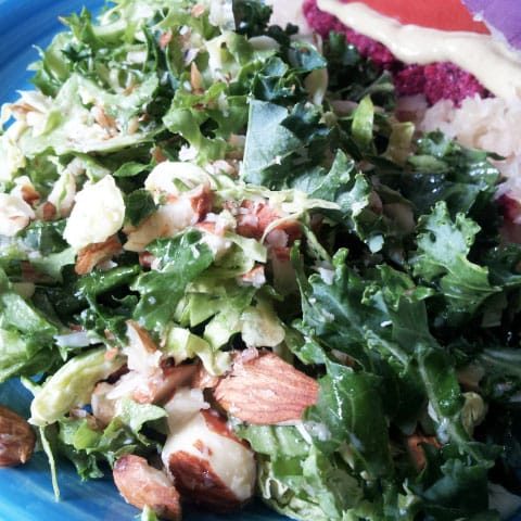 Kale and Shredded Brussels Sprouts Salad