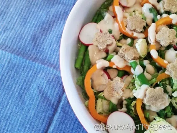 Shredded Sprouts Salad with White Bean Dressing Beauty and the Beets