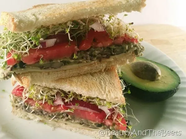 Avocado Black Bean mash layers Beauty and the Beets