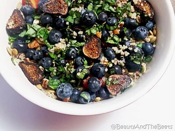 Beauty and the Beets blueberry and fig quinoa salad with lemon basil