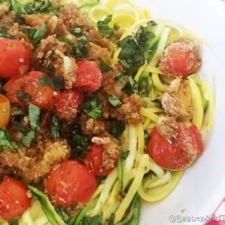 Squoodles and Zoodles with Roasted Tomatoes (Squash and Zucchini Noodles)