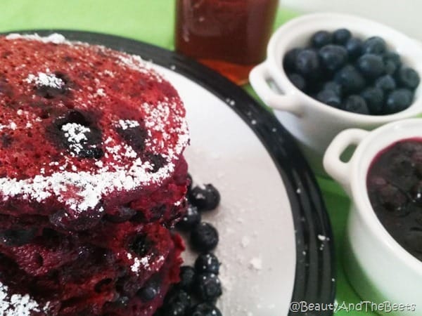 red Blueberry Beet pancakes Beauty and the Beets