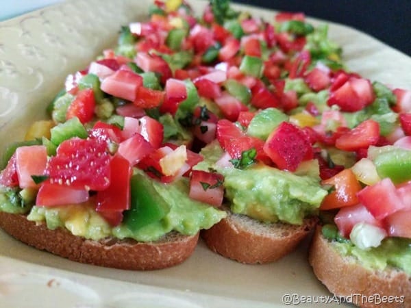 #SundaySupper Strawberry Avocado Crostini Beauty and the Beets