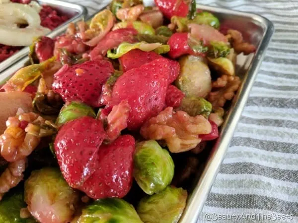 Sauteed Brussels Sprouts and Strawberries glossy Beauty and the Beets