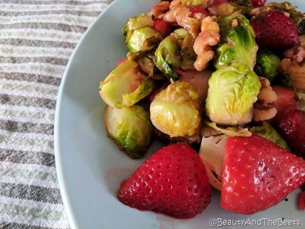 Sauteed Brussels Sprouts and Strawberries half Beauty and the Beets