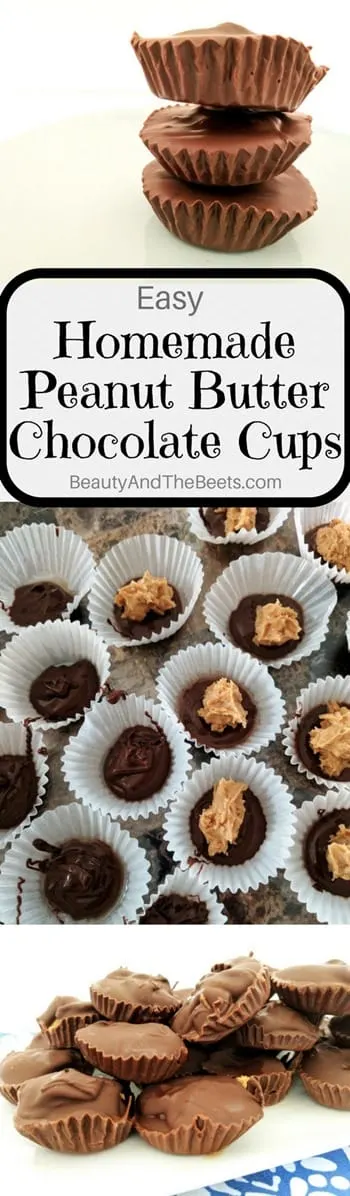 2 pictures stacked on top of each other with pictures of peanut butter cups