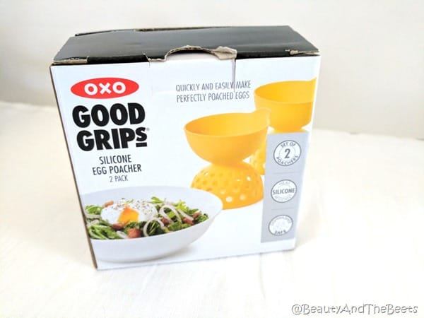 A small box iwth a picture of the OXO Good Grips Egg Poacher on it