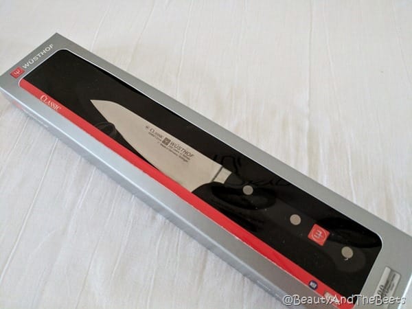 A Wusthof classic knife in the box on a white background