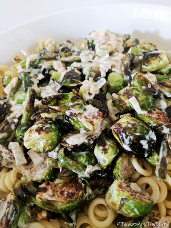 Creamy Brussels Sprouts and Asparagus Pasta Beauty and the Beet 2s
