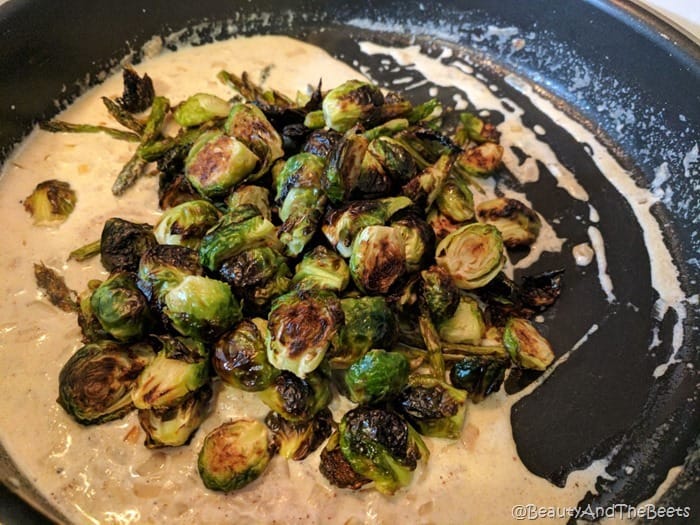 Creamy Brussels sprouts and asparagus Beauty and the Beets