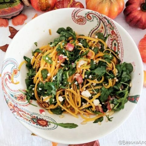 Butternut Squash Arugula Salad with Goat Cheese and Carrot-Ginger Vinaigrette