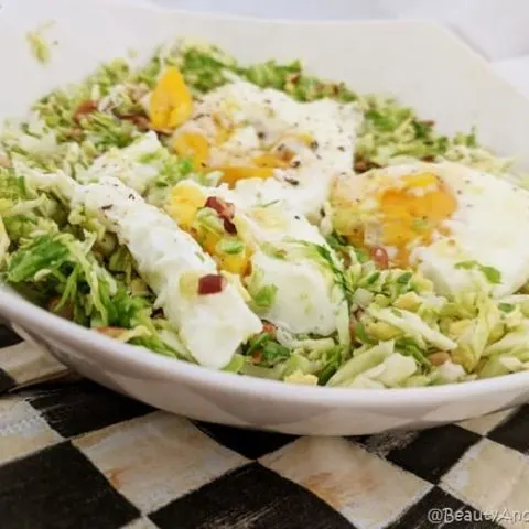 Brussels Sprouts Hash with Poached Eggs