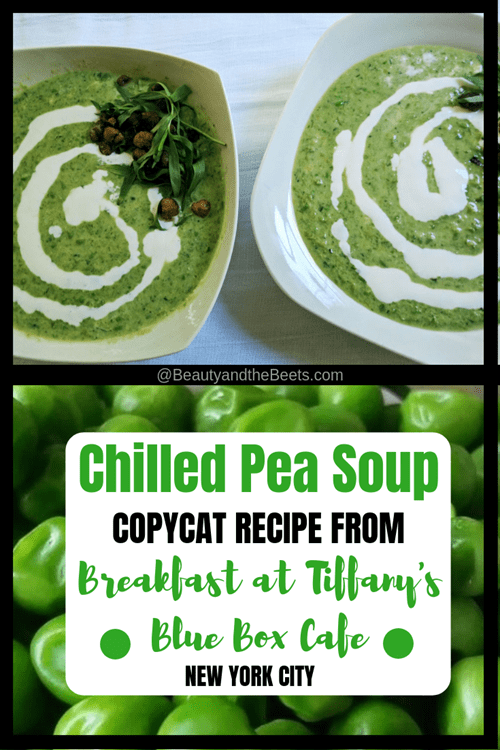Chilled Pea Soup copycat recipe Breakfast at Tiffanys Beauty and the Beets