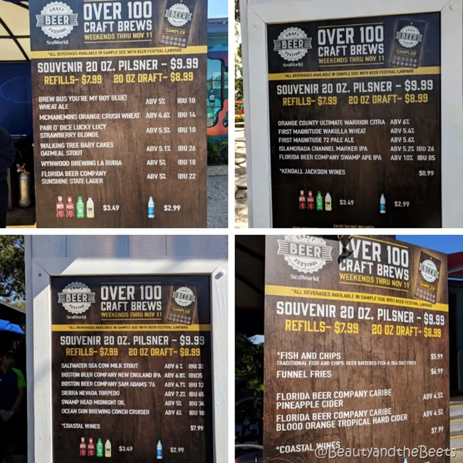 Sea World Craft Beer Festival beer boards Beauty and the Beets