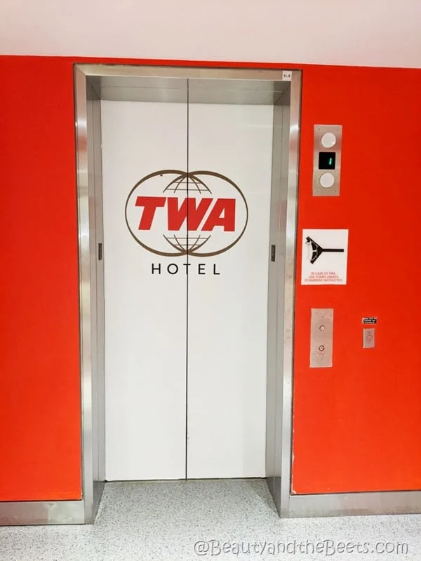 elevator to TWA Hotel Beauty and the Beets