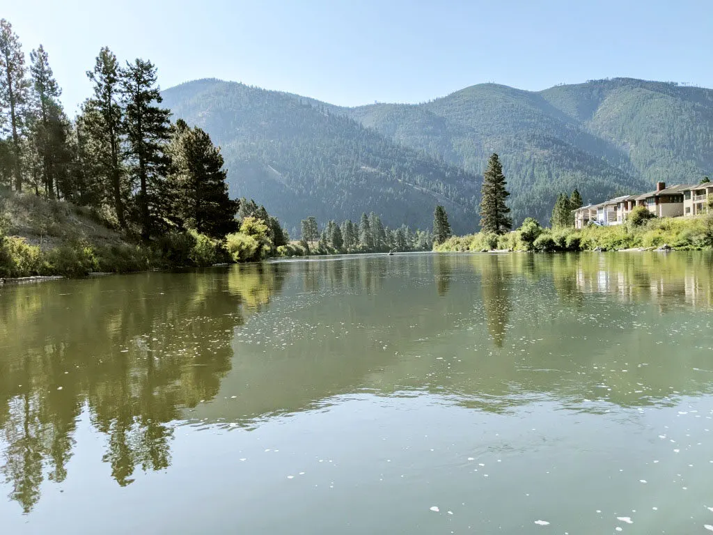 The Clark Fork River along the banks of Missoula, Montana