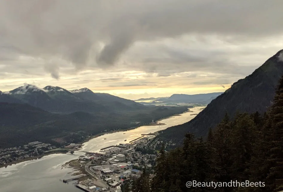 Sunset over Juneau, Alaska from the top of Mt Roberts